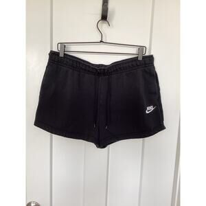 Nike Logo swoosh sweat shorts women's size‎ large cotton blend drawstring black